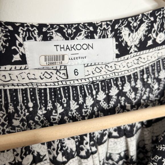 Thakoon Collection Womens Paisley Mini Dress 6 Black Long Sleeve V Neck Pullover - Picture 8 of 12